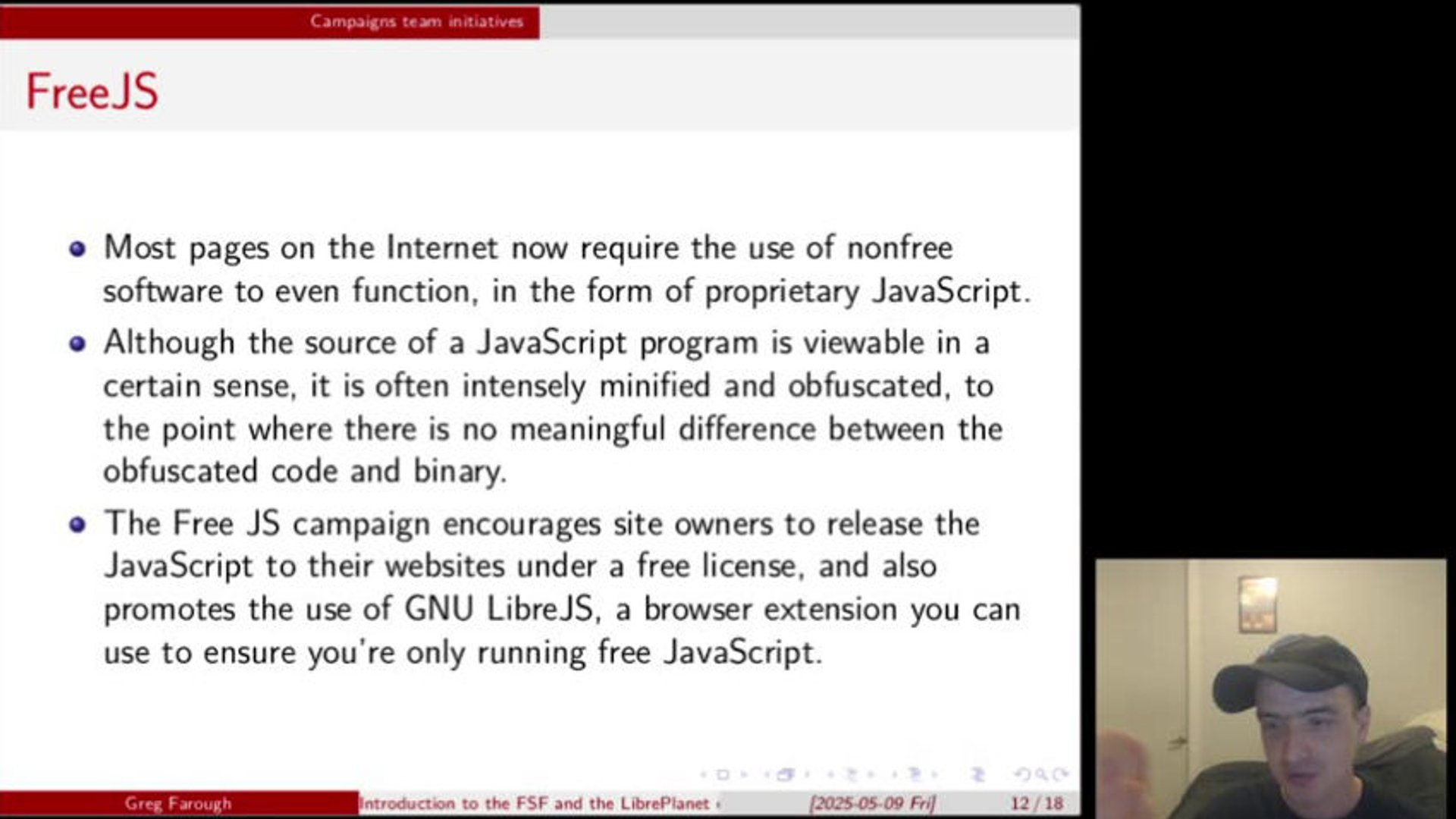 Introduction to the FSF and LibrePlanet community (Shiraz, Iran; 2025-05-09)