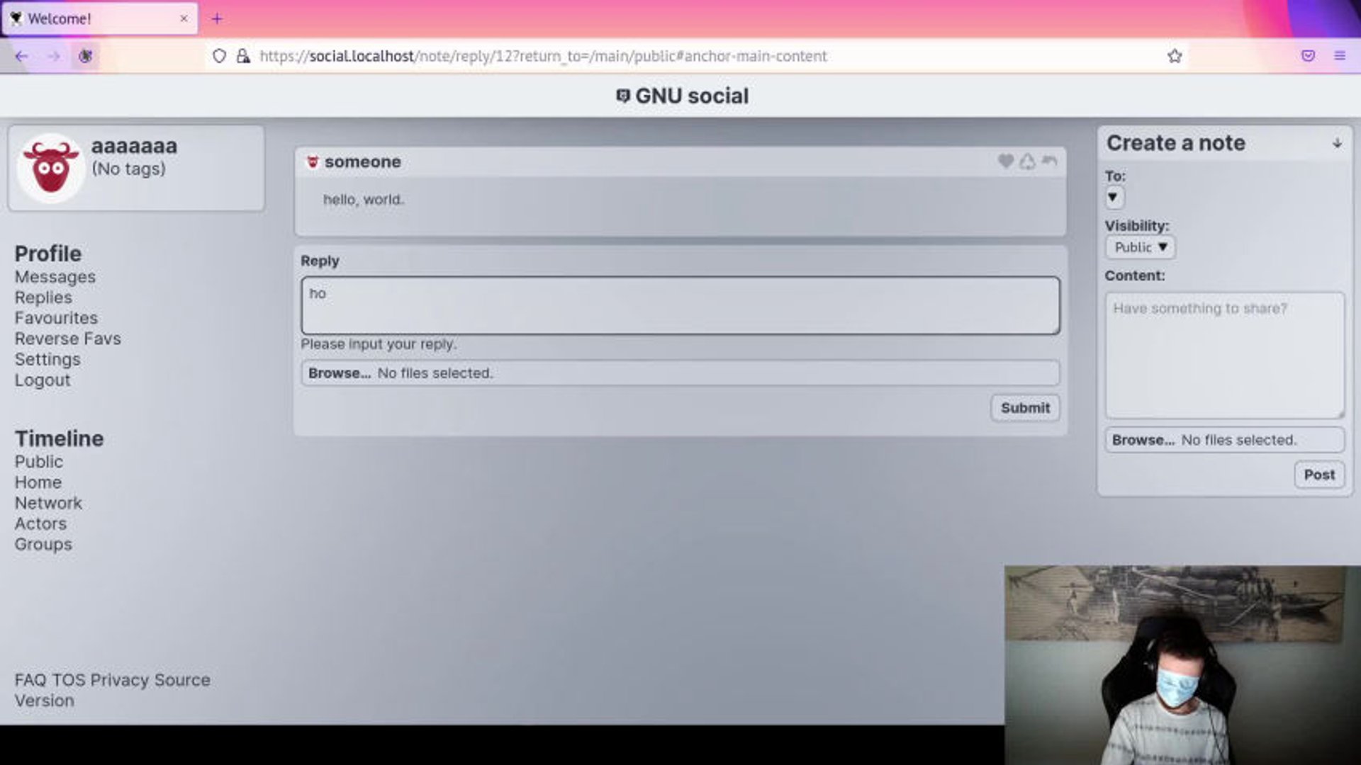 GNU social v3 Accessibility: Eliseu was recording a reply with orca, but I had non-tested changes
