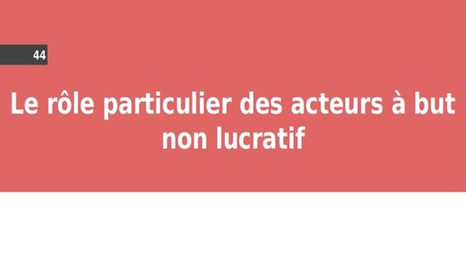 04.04 Le rôle particulier des NGOs / à but non lucratif