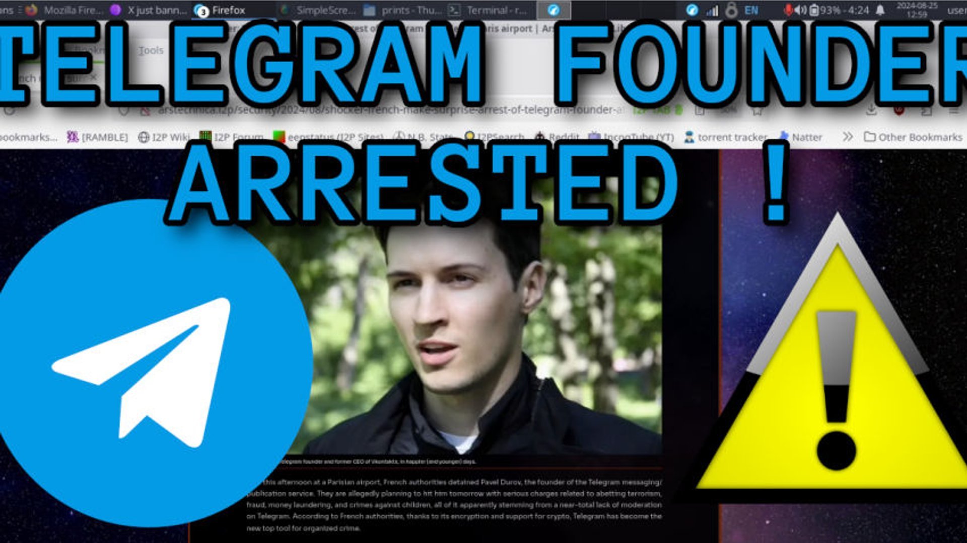 BREAKING: Telegram Founder Pavel Durov ARRESTED