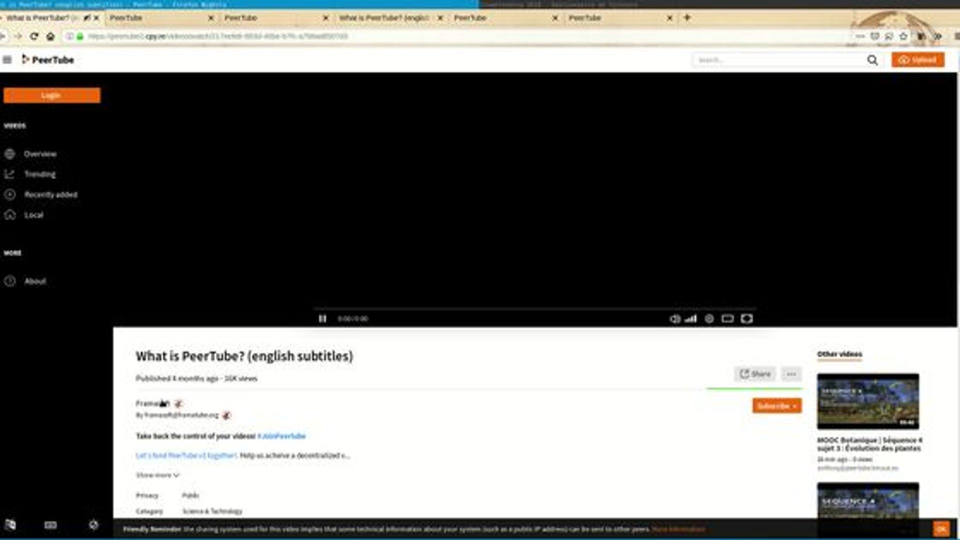 PeerTube - Feeds (RSS/Atom) demonstration